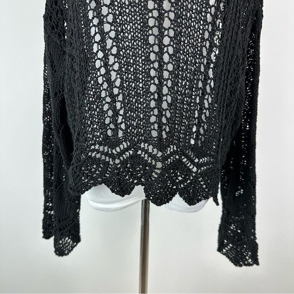 ZARA Black Open Knit Sweater Size Medium - Picture 3 of 7